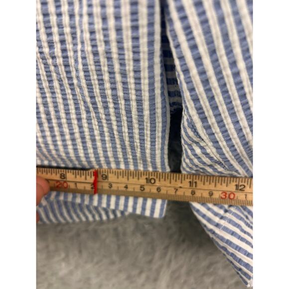 Talbots Relaxed Chino Shorts Blue White Seersucker Stripe 12 – 7” Inseam - Picture 5 of 9